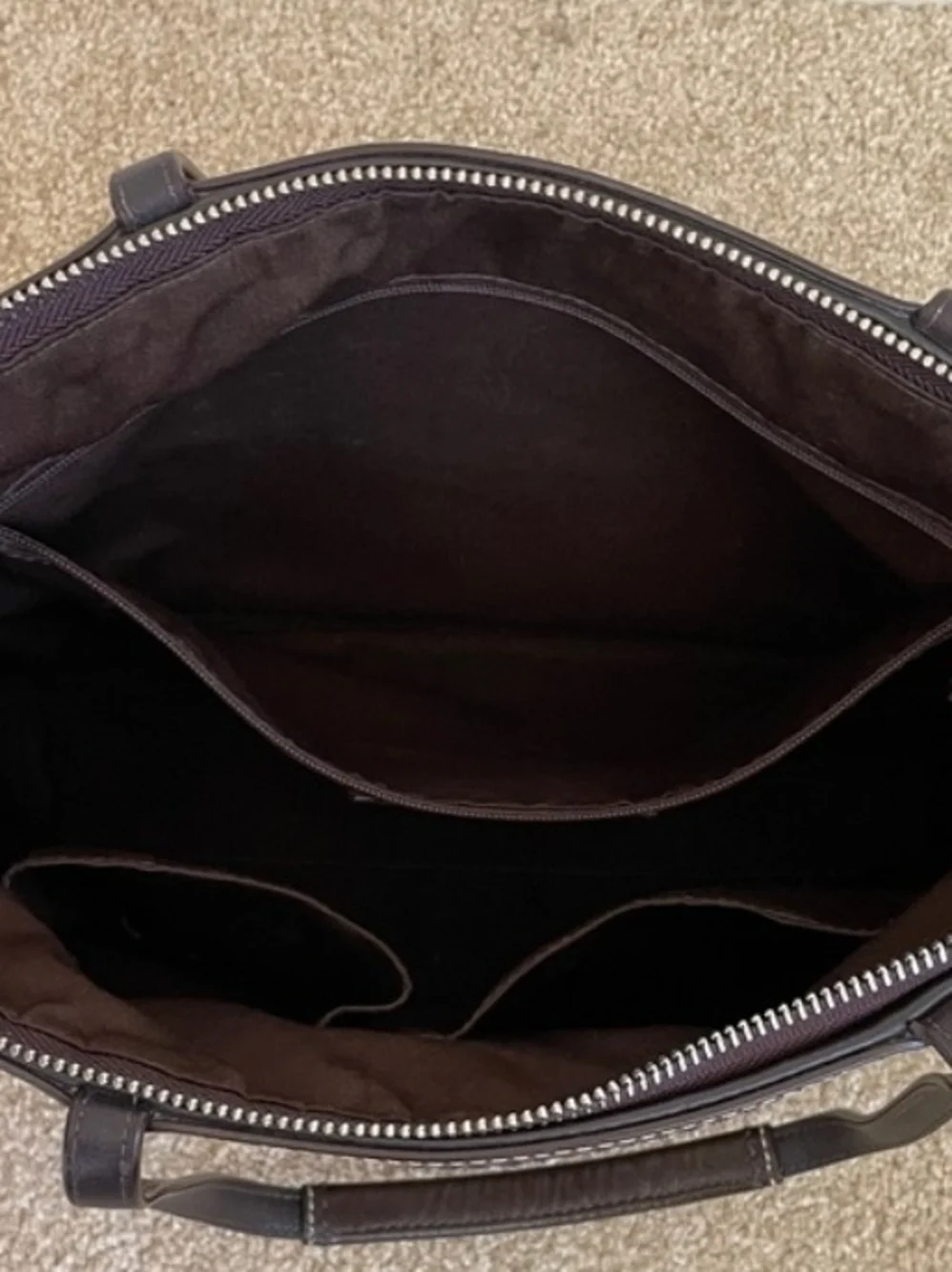 Coach Brown Small C Sig Tote, Shoulder Bag. F14538 Canvas, Leather Straps - Picture 3 of 10